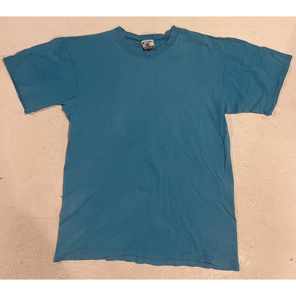 VTG T Shirt USA Lee Sturdy Tees Ladies Large Turquoise Heavyweight Blank
